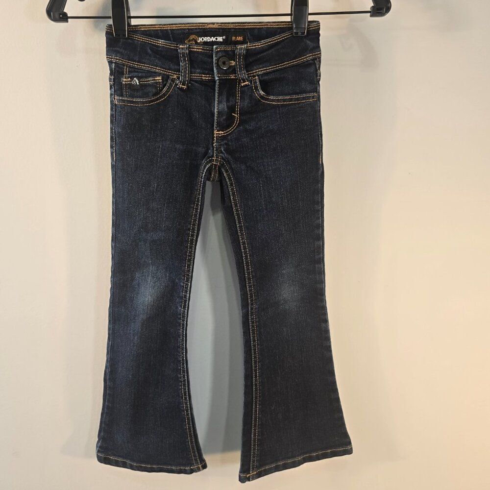 Girls Jordache Jeans Flare Cut Stretchable Blue Jeans Adjustable Waist Size 5